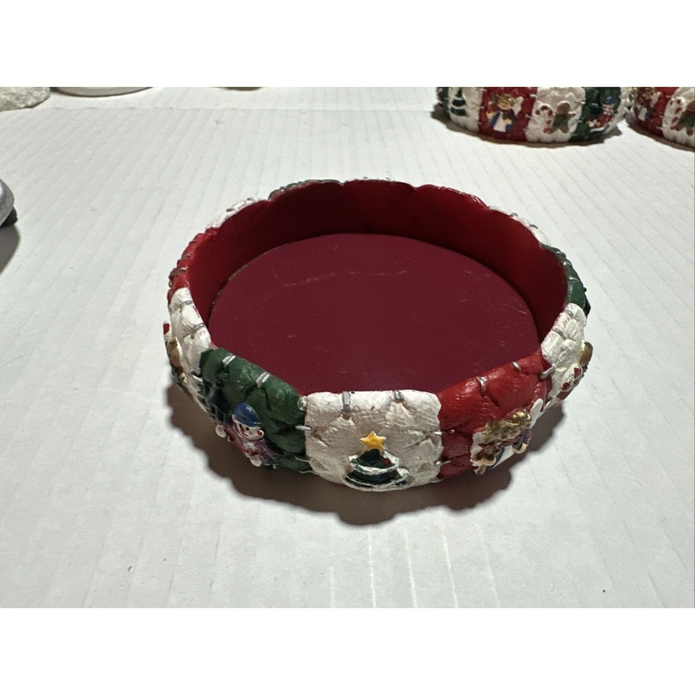 Vintage Christmas Candle Holder small 3.5" Diameter x3
